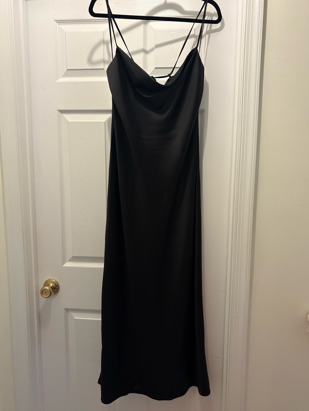 NWOT Classic Black Slip Dress with Cowl Neck